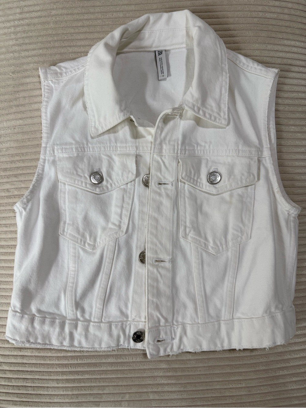 ZARA White Denim Vest – Size XS